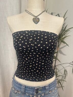 Black Floral Strapless Tube Top
